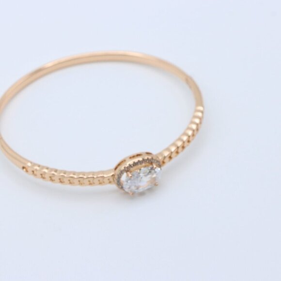 Oval Stone Rose Gold Bangle with Chain-Style Detailing, XPBL0443 - Picture 2 of 12